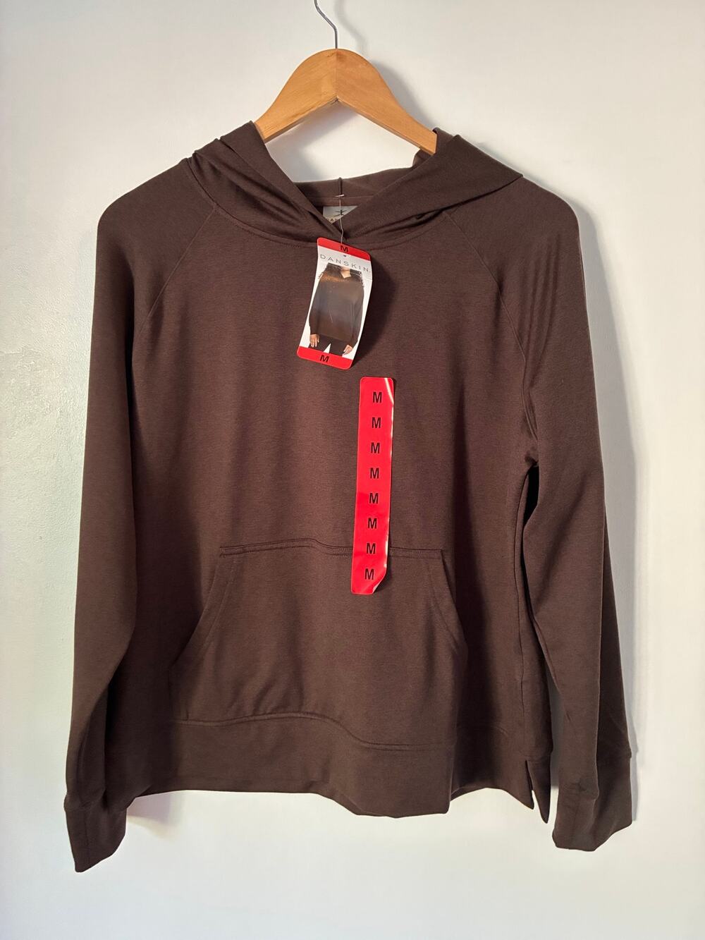 NEW Danskin Chocolate Brown 'Melange' Hoodie Kangaroo Pocket Size M